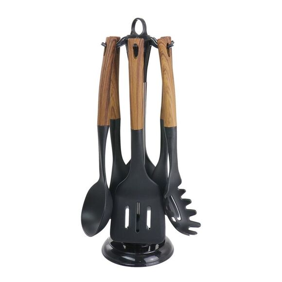 Megachef Set Of 7 Nylon Cooking Utensils, Brown - Picture 1 of 2